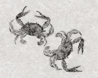 Blue Crab Gyotaku Print – Limited Edition Giclée Reproduction – Coastal Wall Art Signed & Numbered