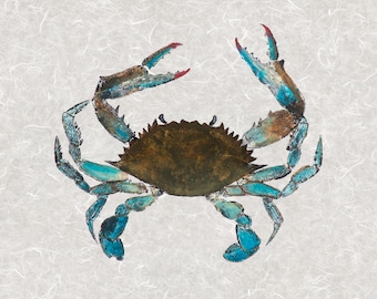 Blue Crab Gyotaku - Limited Edition Giclée on Archival Paper | Hand Signed & Stamped - Colored 10x10