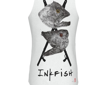 Silent Hunter Spearfishing Tank | Hogfish Gag Grouper Gyotaku Art | Performance Tank for Freedivers & Spearos | Multiple Colors