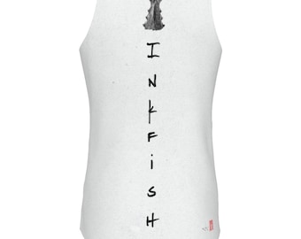 Bluefin Tuna Tail Tank Top – Inkfish Tank | Cotton Feel | Gyotaku Fish Print | Relaxed Fit | Multiple Colors