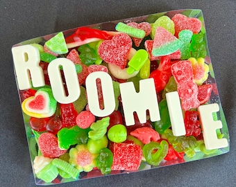 Personalized Gummy Candy Box with White Chocolate Letters