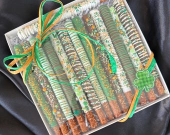 12セントパトリックスデーチョコレートディッププレッツェルロッド