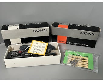 Vtg SONY DCC-2AW Car Battery Cord with Stabilizer -New Old Stock- W/fuses/papers