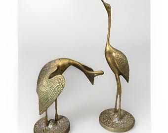 Conjunto de figuras de latón vintage de grullas, garzas y garcetas (MCM, Corea)