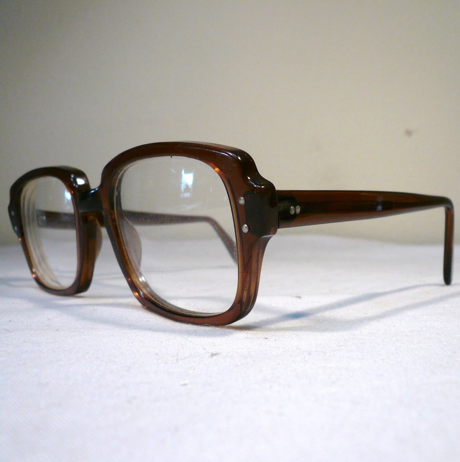 Vintage ROMCO MILITARY GLASSES / Thick Brown Eyeglasses Frames Etsy