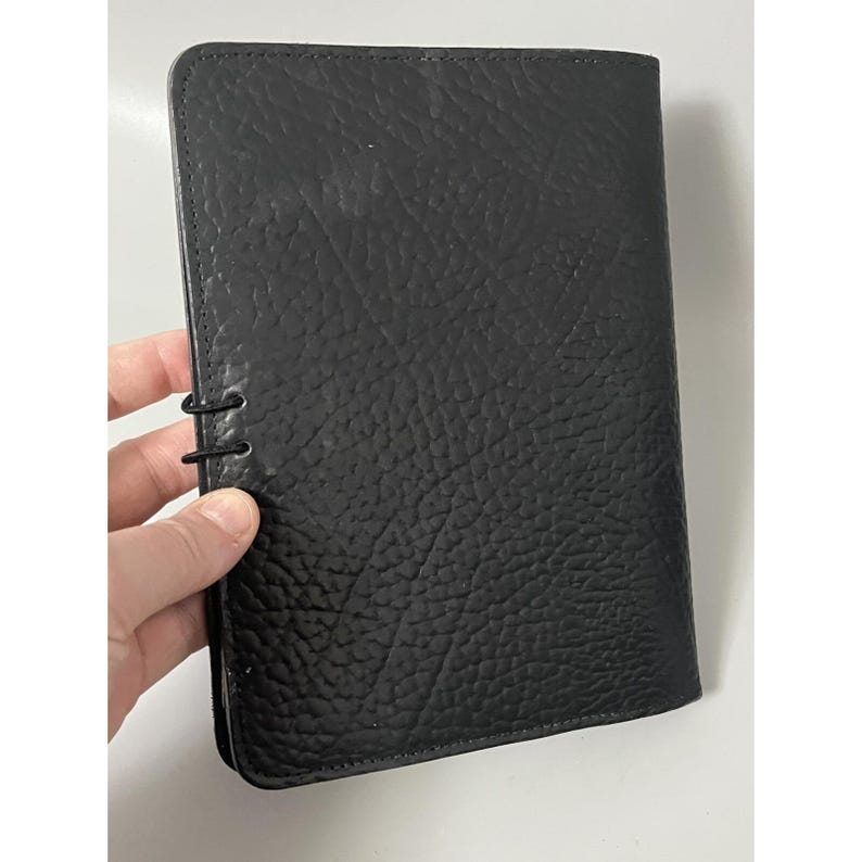 Oberon Design Black Embossed Leather Journal Book Cover 6x8" image 4