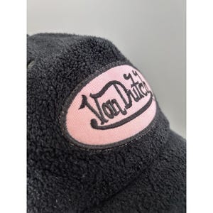 VTG Von Dutch Y2K 90s Pink & Black Terrycloth Mesh Snapback Trucker Hat KOREA image 7