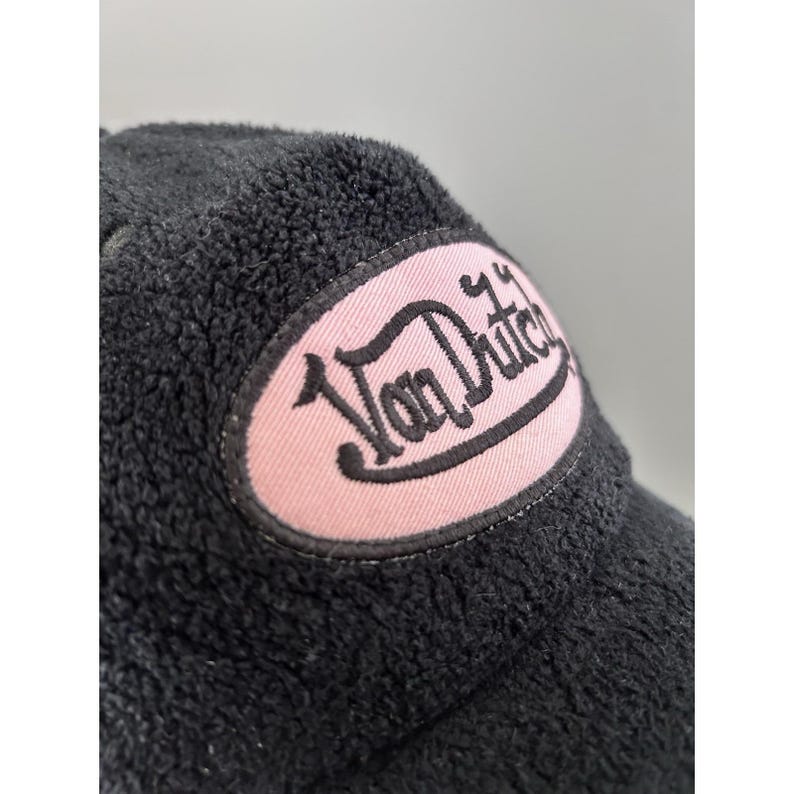 VTG Von Dutch Y2K 90s Pink & Black Terrycloth Mesh Snapback Trucker Hat KOREA image 7