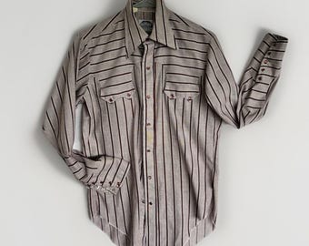 Vtg 70s Miller Western Cowboy Shirt Pearl Snap Cowboy Rockabilly Mens 15-32 S/M