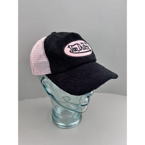 VTG Von Dutch Y2K 90s Pink & Black Terrycloth Mesh Snapback Trucker Hat KOREA image 2