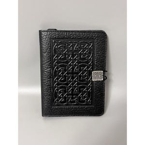 Oberon Design Black Embossed Leather Journal Book Cover 6x8" image 1