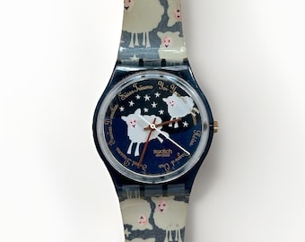 Rare! Vintage Swatch Watch 90s 1995 Black Sheep Tested Working W/ New Battery