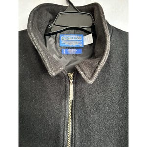Vintage Pendleton Wool Jacket Zip Up Front Black W/ Stripes on Back USA Mens XL image 9