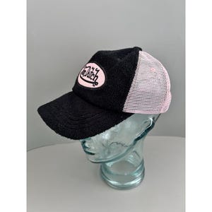VTG Von Dutch Y2K 90s Pink & Black Terrycloth Mesh Snapback Trucker Hat KOREA image 4