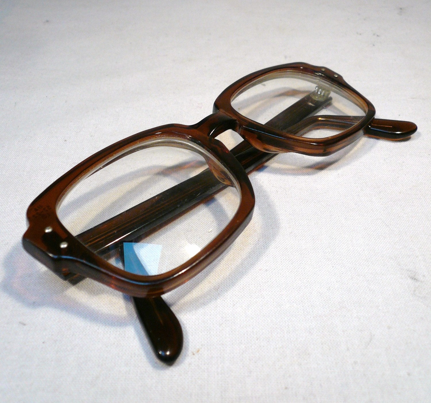 Vintage ROMCO MILITARY GLASSES / Thick Brown Eyeglasses Frames Etsy