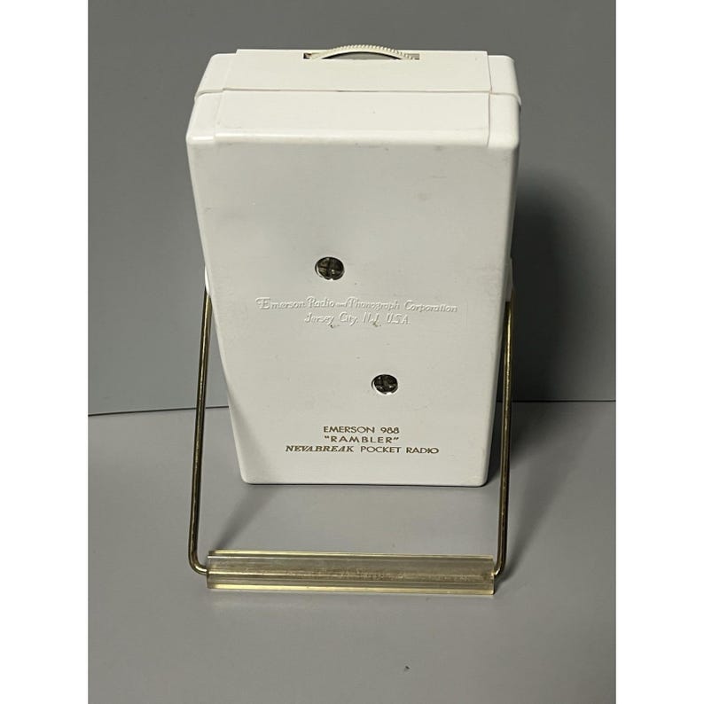 Vintage Emerson 988 "Rambler" Neva Break Pocket Radio - White- Kind Of Works image 3