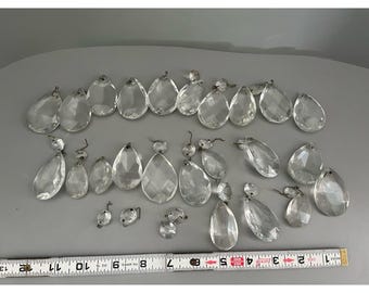 Vintage Crystal Glass Chandelier  Teardrops Prisms Lot