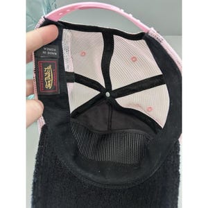 VTG Von Dutch Y2K 90s Pink & Black Terrycloth Mesh Snapback Trucker Hat KOREA image 9