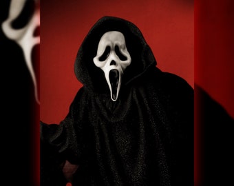 Ghostface Art Print / Scream Art Print / Arte de terror / Arte de Halloween / Decoración de Halloween / Pintado a mano