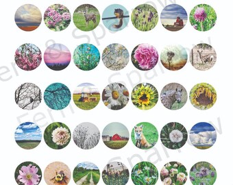 Saskatchewan Prairies Digital Download Collage Sheet One Inch Circles PDF