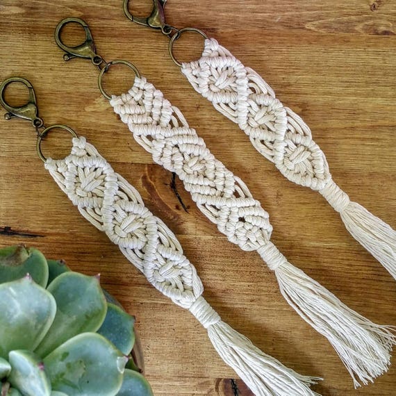 Macrame Keychain with Lobster Claw Clasp | Etsy