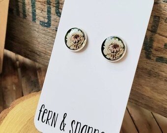 Pink Clover Resin Stud Earrings