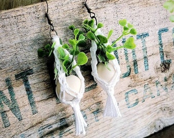 Macrame Plant Hanger Earrings