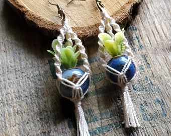 Pendientes colgantes de plantas de Macrame en miniatura