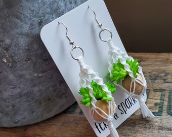 Macrame Plant Hanger Earrings