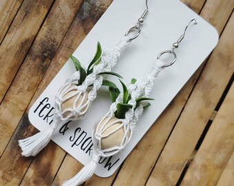 Macrame Plant Hanger Earrings