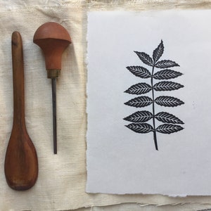 Hand Printed Ash Leaf Linocut Print