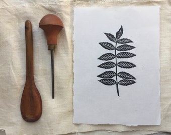 Ash Leaf Linocut Print