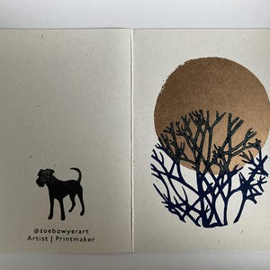 Intersection Lino Cut Hand Printed Blank Cartão de felicitações, cartão reciclado