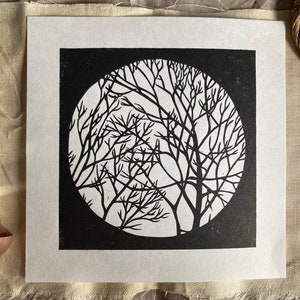 Boughed Linocut Print
