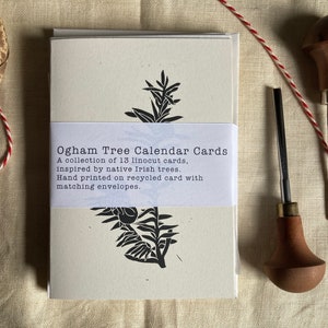 Set of 13 Handprinted Native Irish Tree Greeting Cards