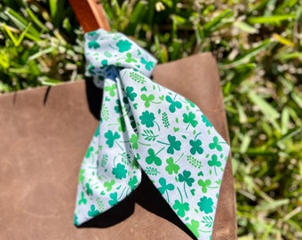 Lucky Clover Spring Scarf - Shamrock Skinny Scarf for Purse, Hair Bow, Hat Band