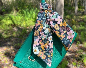 Retro Floral Cotton Scarf for Headband, Purse Charm, Bow, Hat Band