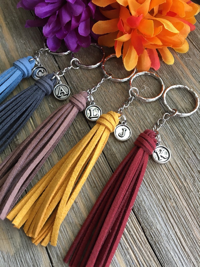 Personalized Tassel Initial Keychain Your Color Choice & Etsy