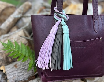 Faux Suede Leather Purse Tassel: Handmade Braided Bag Charm