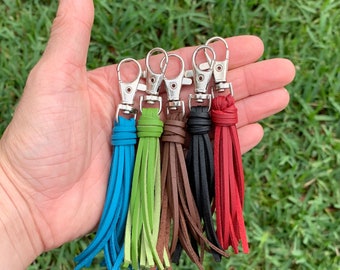 Mini Faux Leather Bag Charm - 3.5" Small Tassel on Clip