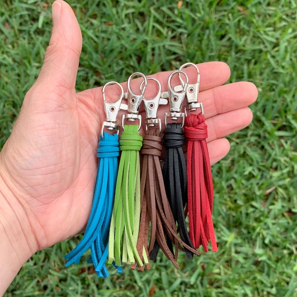 Mini Faux Leather Bag Charm - 3.5" Small Tassel on Clip