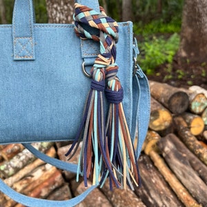 Braided Faux Suede Tassel Bag Charm: Handmade Purse Accessory