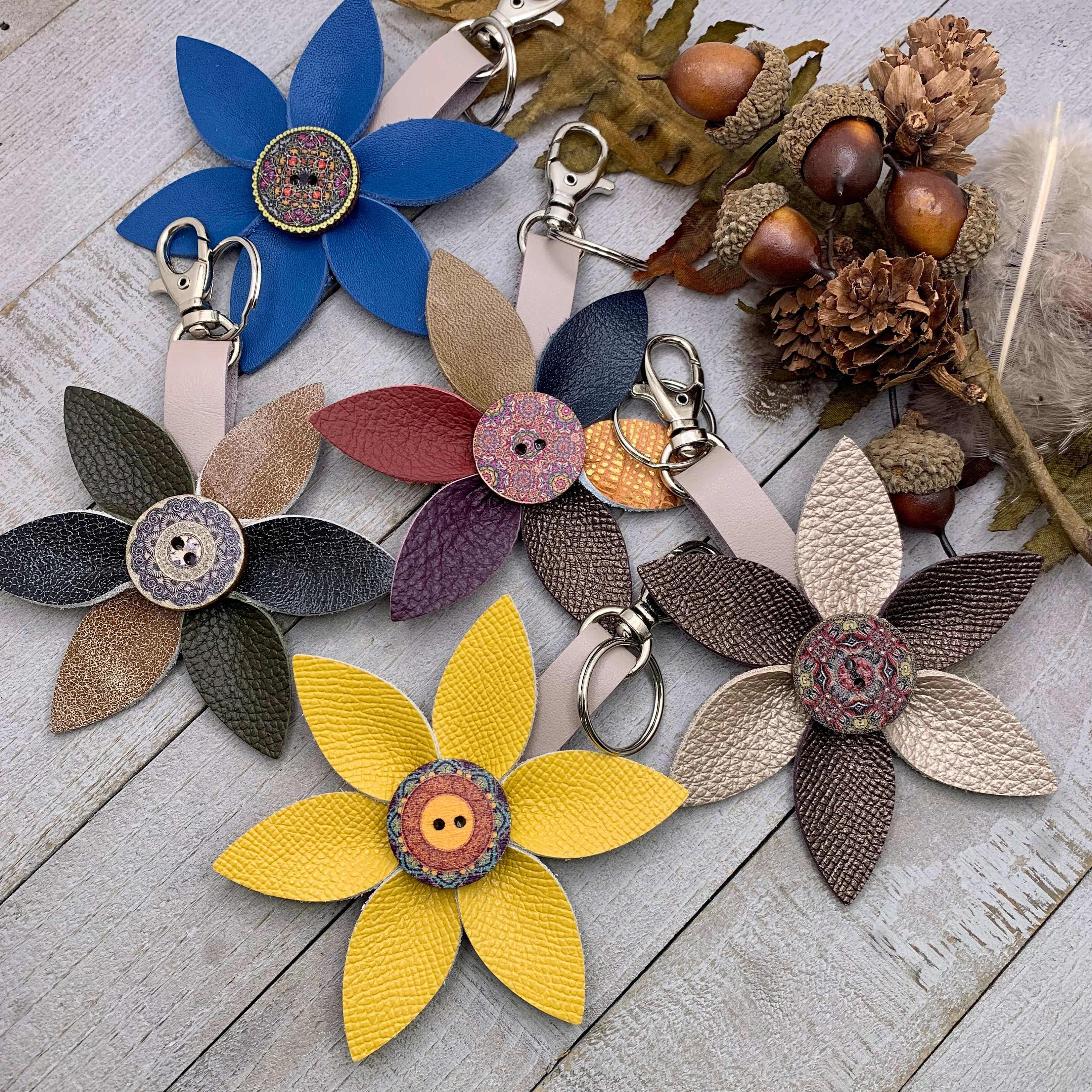 Buy Custom Leather Flower Bag Charms Online in India 