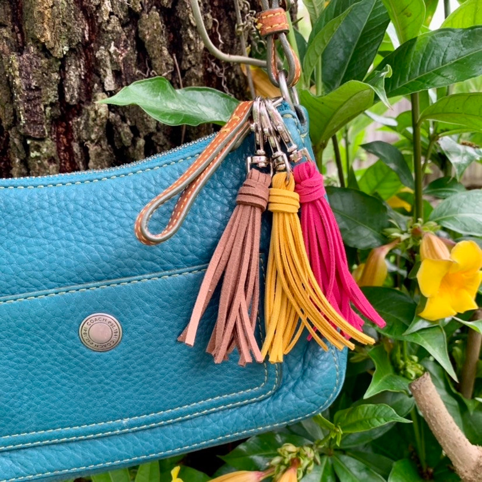 Purse Charm Tassel Bag Charm 3.5 Mini Faux Suede Etsy