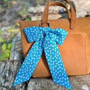 Daisy Print Purse Scarf: Blue Floral Cotton Bag Accessory