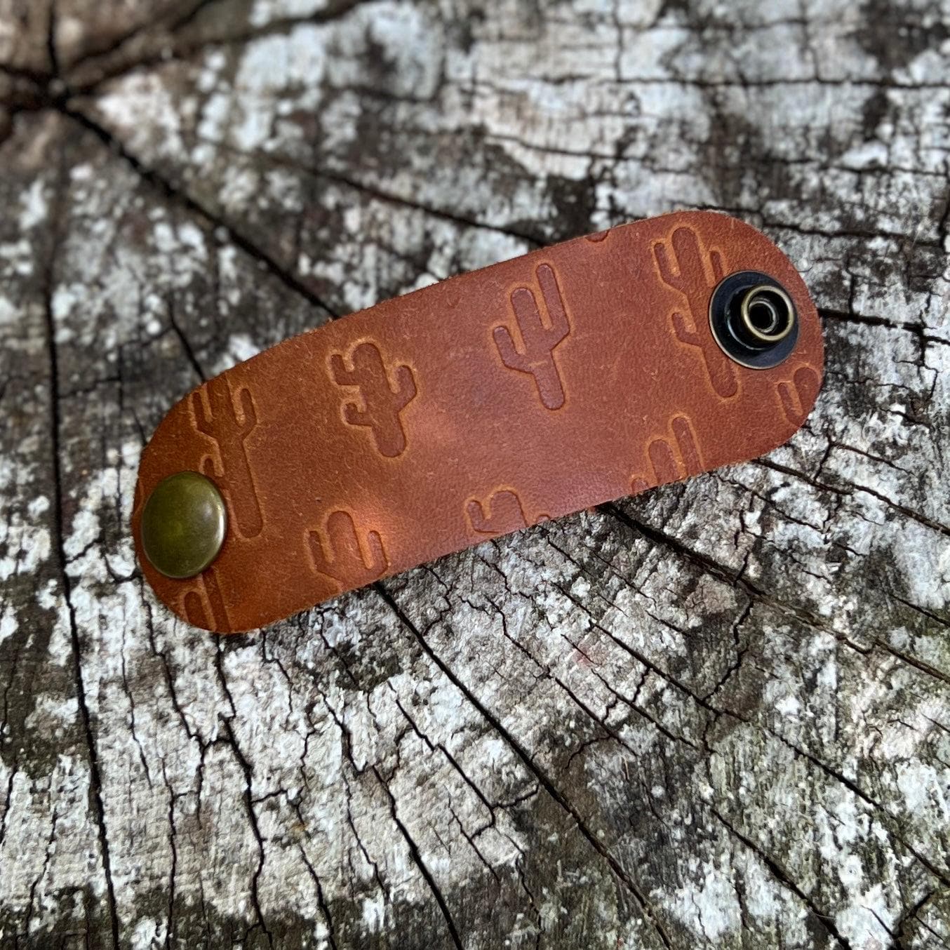 Leather Bandana Slide: Embossed Cactus