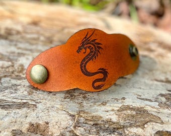 Bandana Slide - Antiqued Saddle Tan Leather - Dragon