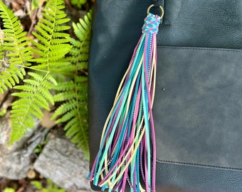 Tassel Purse Charm Deluxe - Cool Spring Blue and Purple
