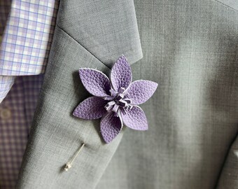 Alfiler de flores de cuero para solapas o sombreros - Broche de flores o alfiler de palo para hombres o mujeres