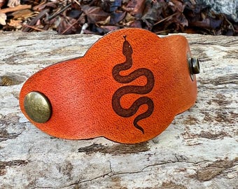 Bandana Slide - Antiqued Saddle Tan Leather - Snake